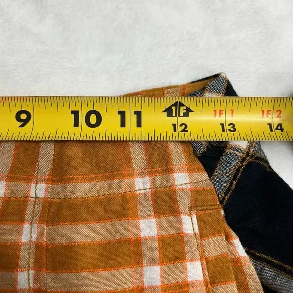 Maeve Anthropologie Orange Black Plaid White Leg Pants 0 Women